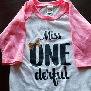 Miss Onederful Birthday Shirt - Pink 18m